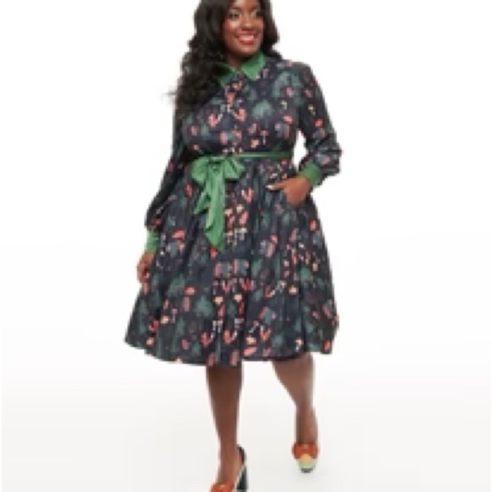 Unique Vintage Plus Size 1970s Woodland Creature Print Shirt Dress - 2X/18